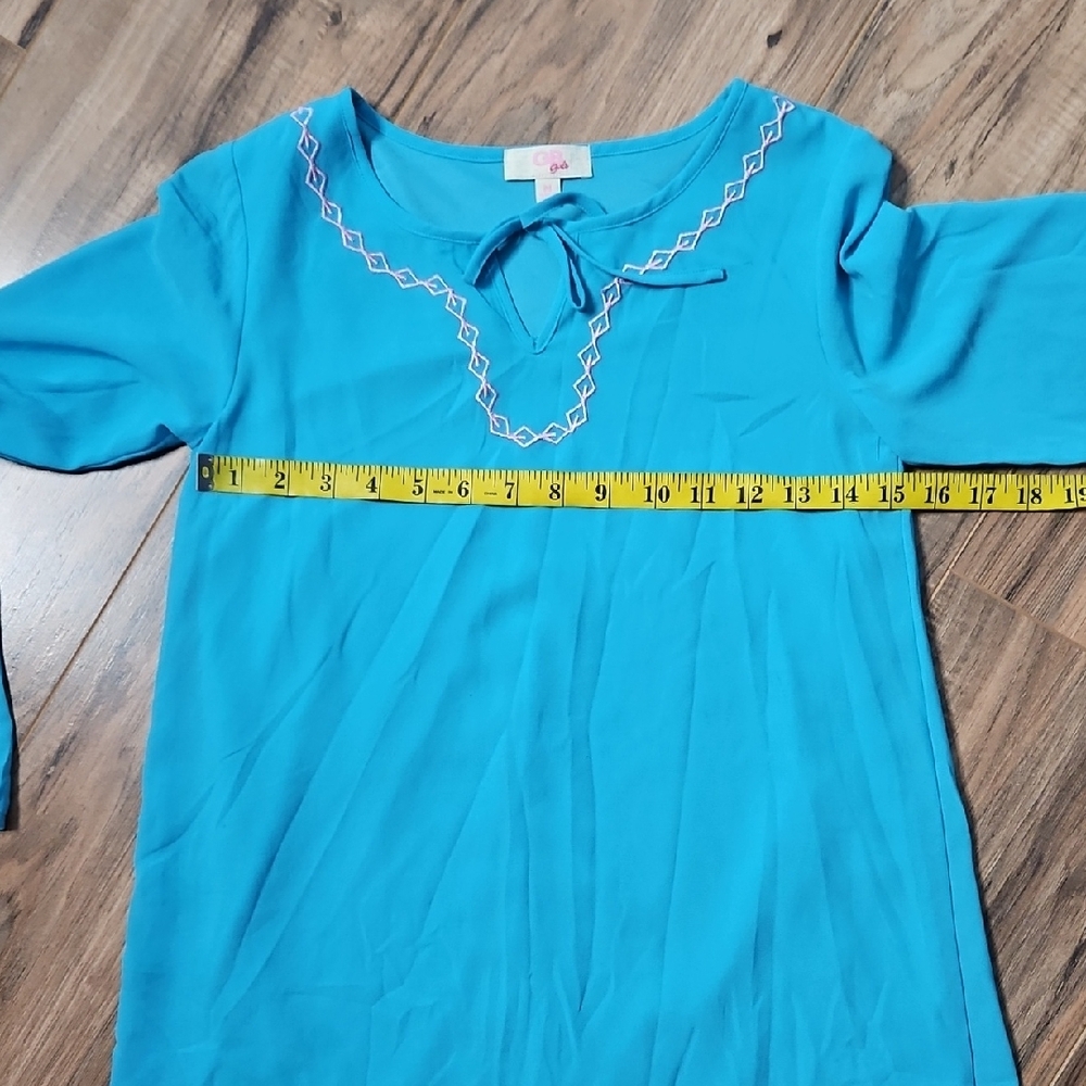 💕GB Girls Gianni Bini Turquoise Dress with Embroidered Details - Picture 5 of 9